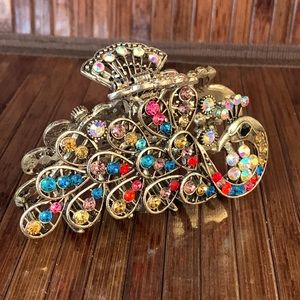 Jeweled Peacock Hair Clip